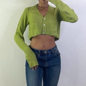 Green Cropped Cardigan